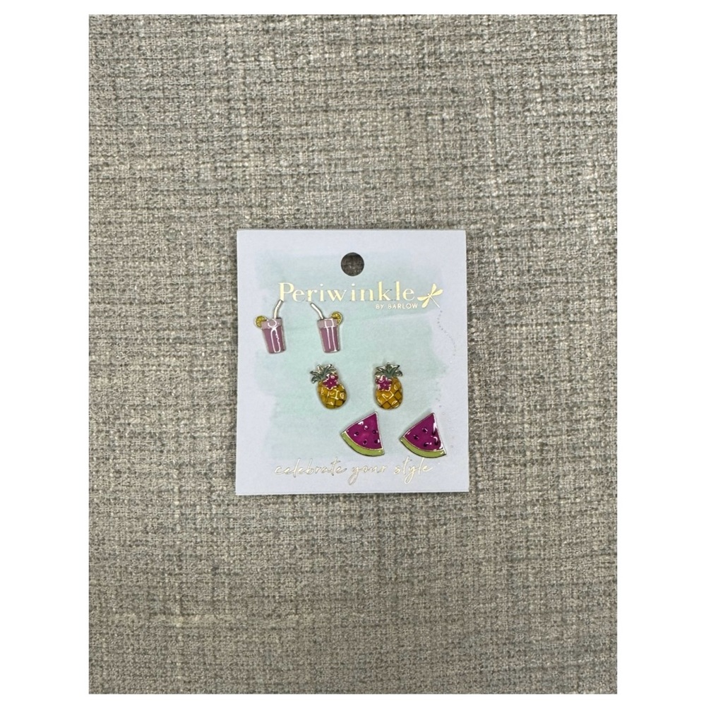 Three Pairs of Summer Time Periwinkle by Barlow Earrings